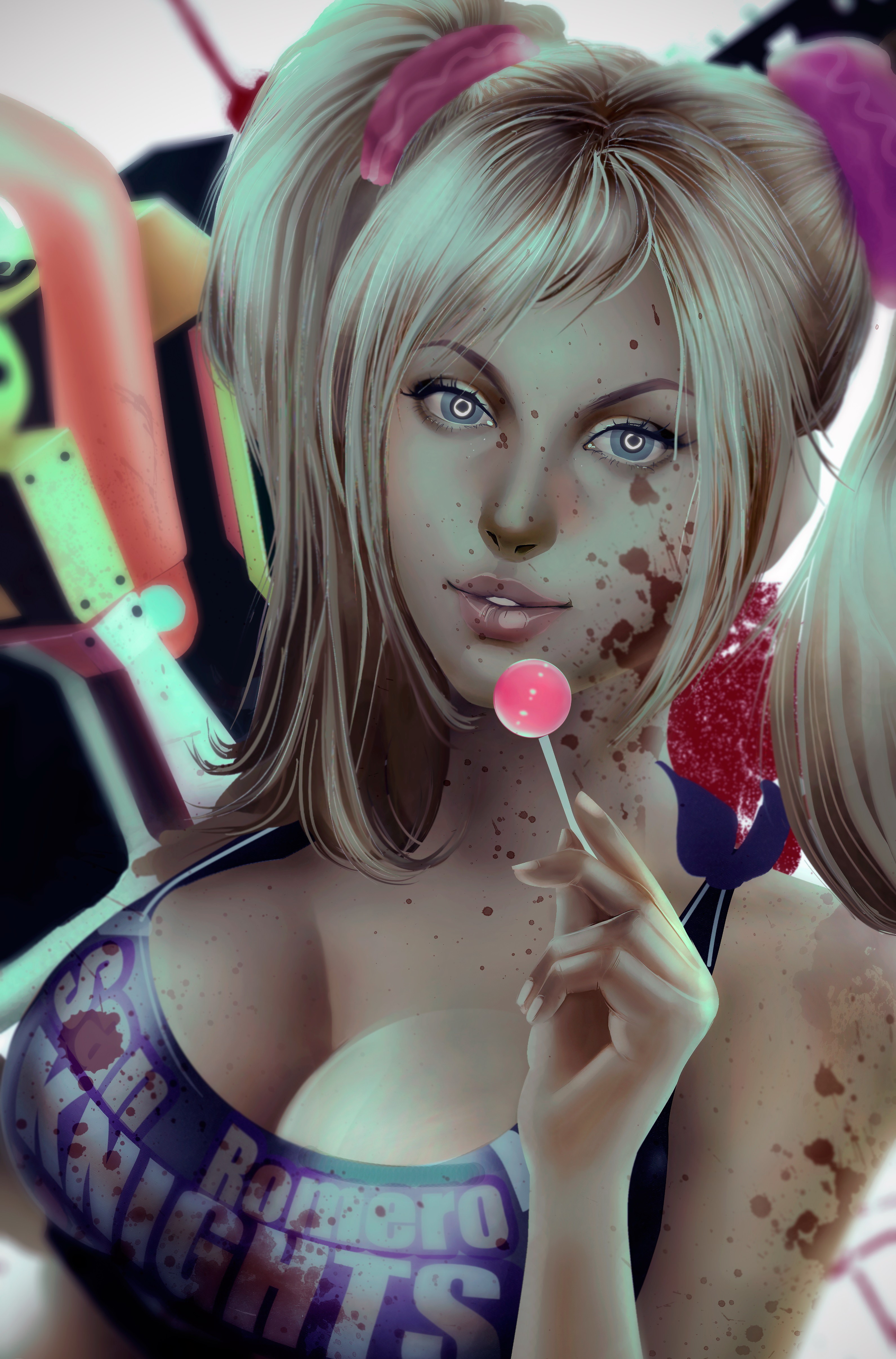 Download wallpaper chainsaw, Lollipop Chainsaw, Juliet Starling, Nick,  Grasshopper Manufacture, section games in resolution 1024x600