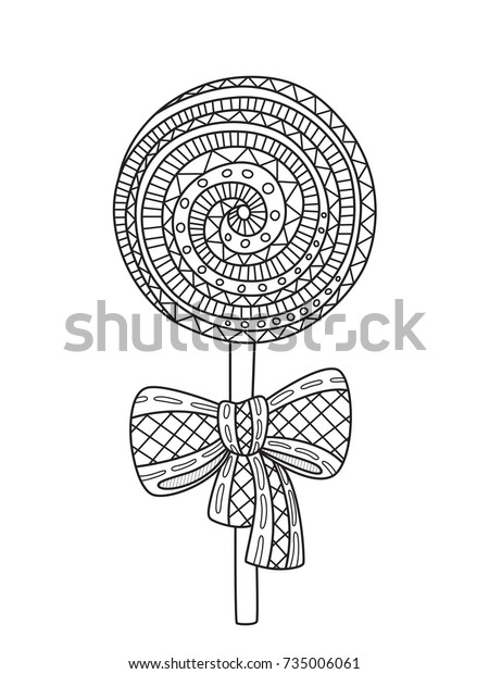 Outlined doodle antistress coloring lollipop bow stock vector royalty free