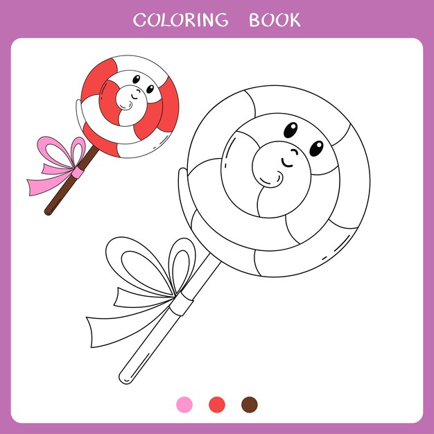 Premium vector vector illustration of cute christmas lollipop for coloring book