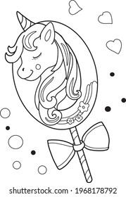 Unicorn lollipop fairytale cartoon character isolated stock vector royalty free