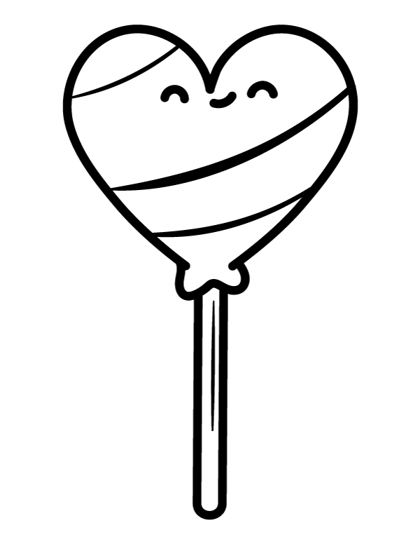 Printable heart lollipop coloring page