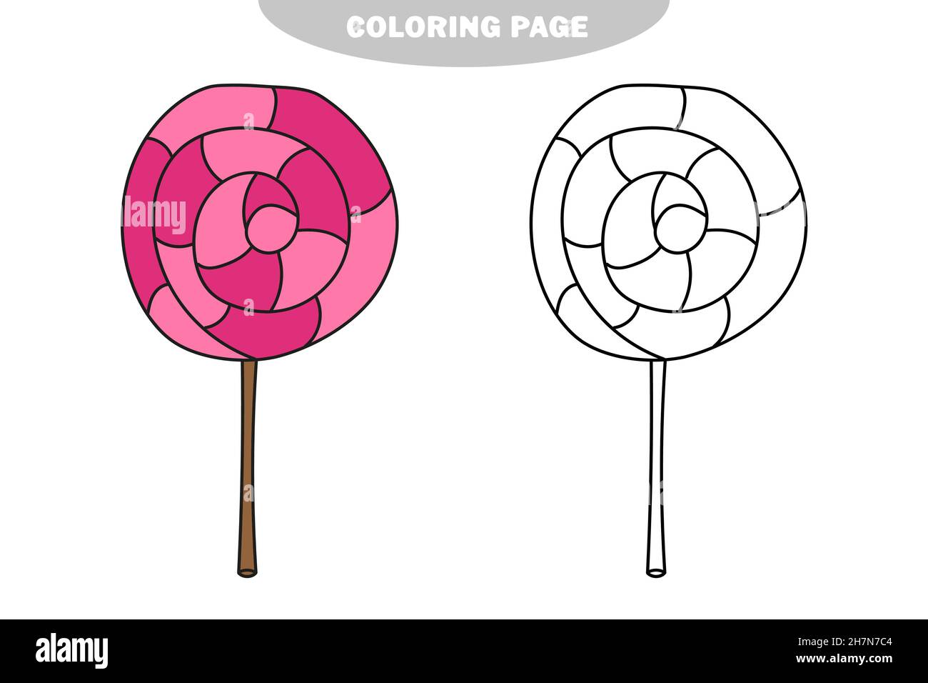 Simple coloring page line art black and white lollipop coloring book page for and kids vector illustration color and black and white version stock vector image art