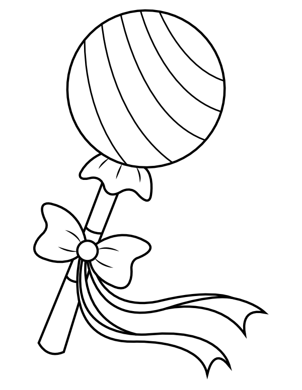 Printable lollipop with bow coloring page