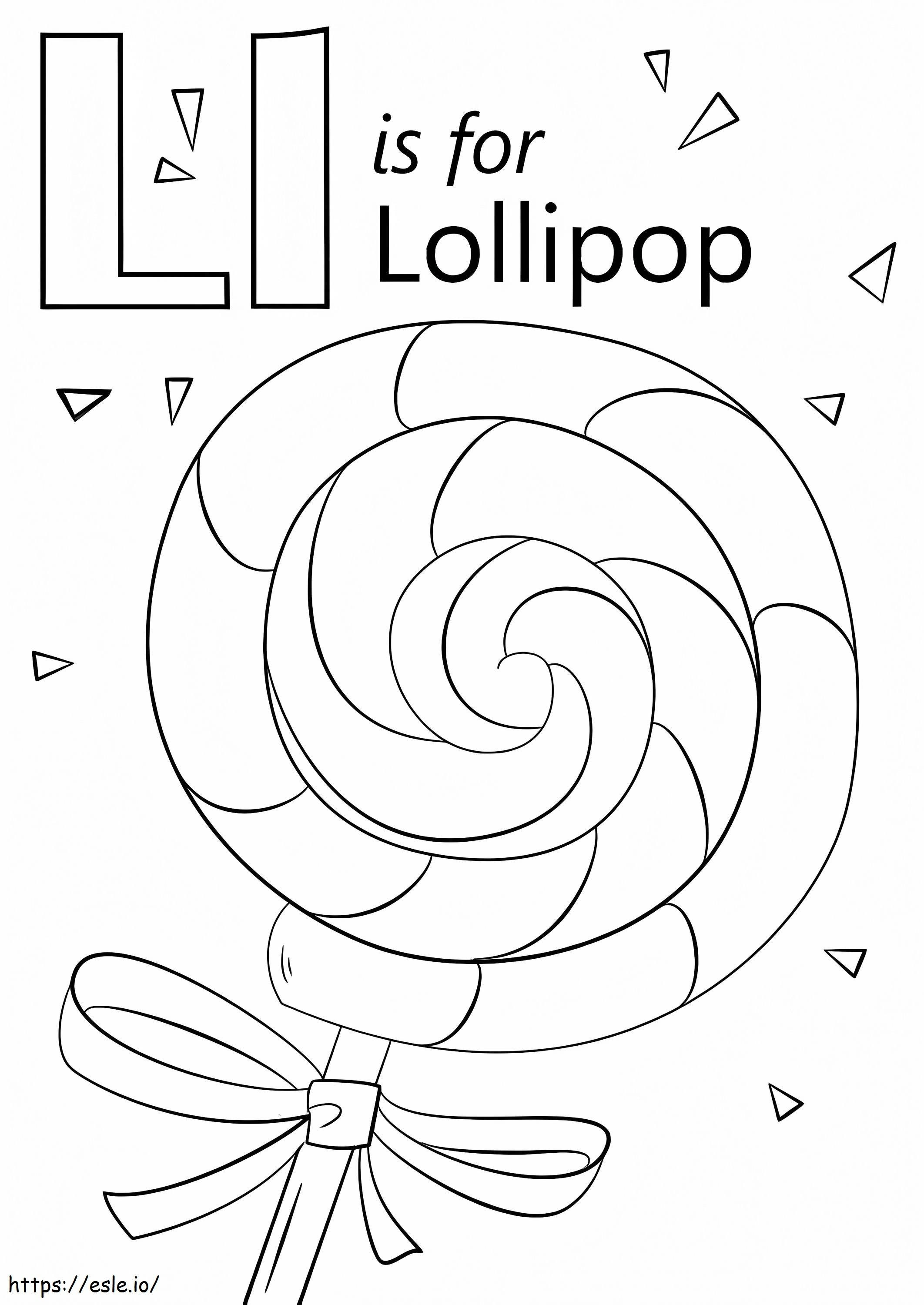 Lollipop letter l coloring page