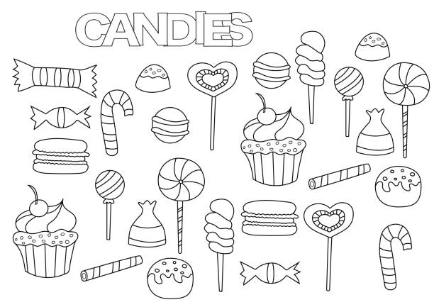 Cupcakes coloring pages stock illustrations royalty