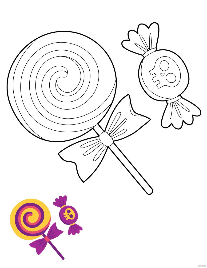 Free halloween candy coloring pages