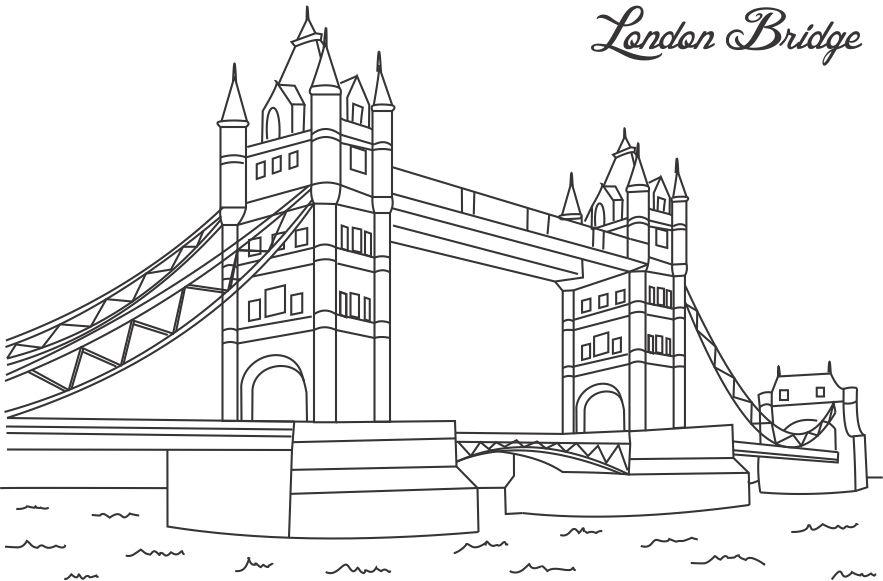 London bridge coloring printable page for kids