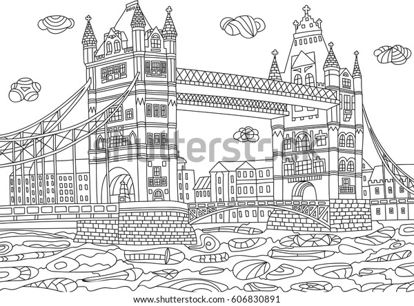 Coloring adult london great britain coloring stock vector royalty free