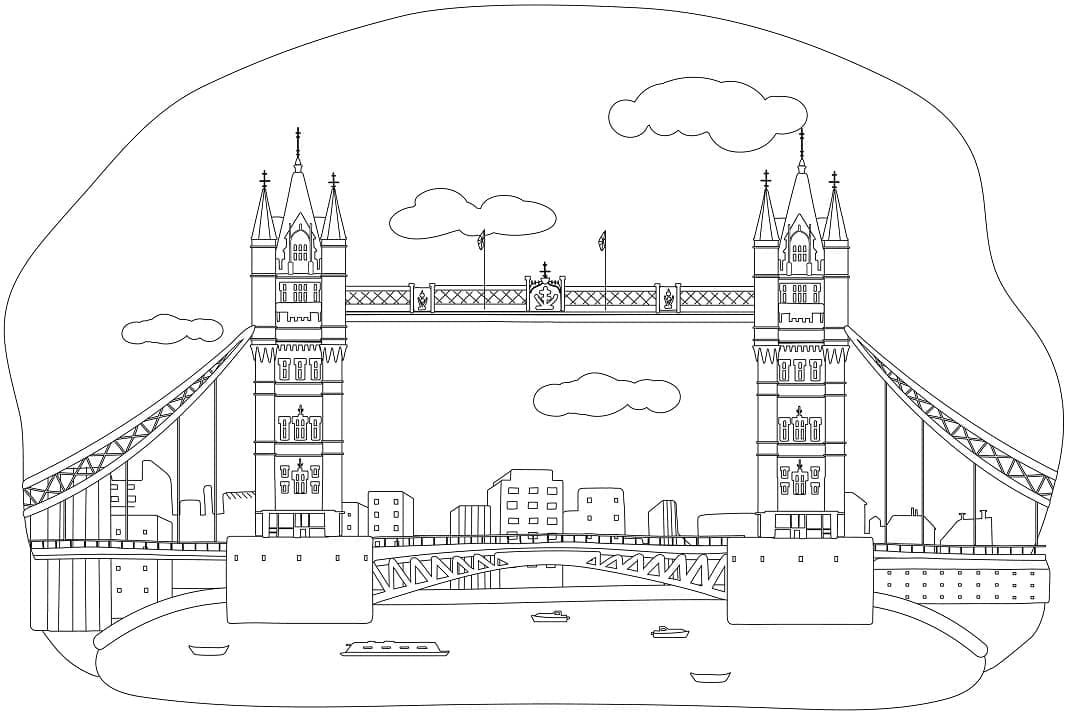 Tower bridge in london coloring page