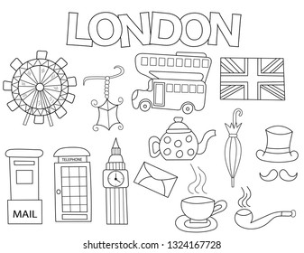 Hundred coloring pages london vector royalty