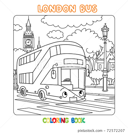 Funny london double decker bus coloring book