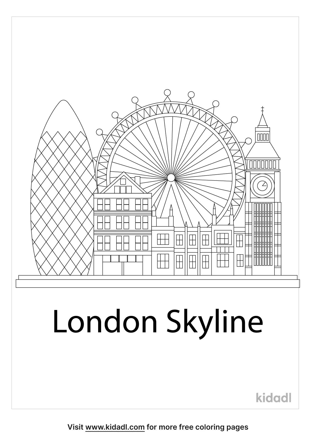 Free london skyline coloring page coloring page printables