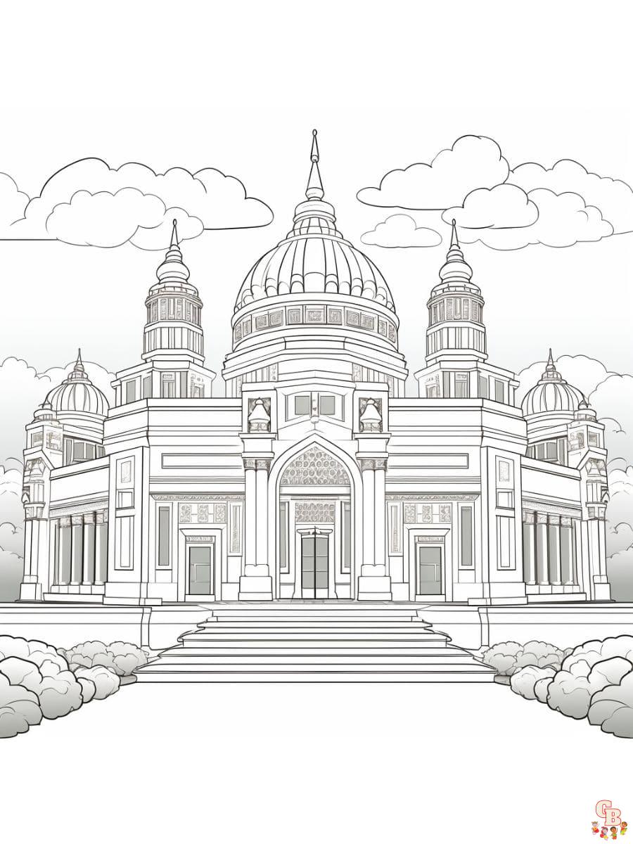 Printable temple coloring pages free for kids and adults