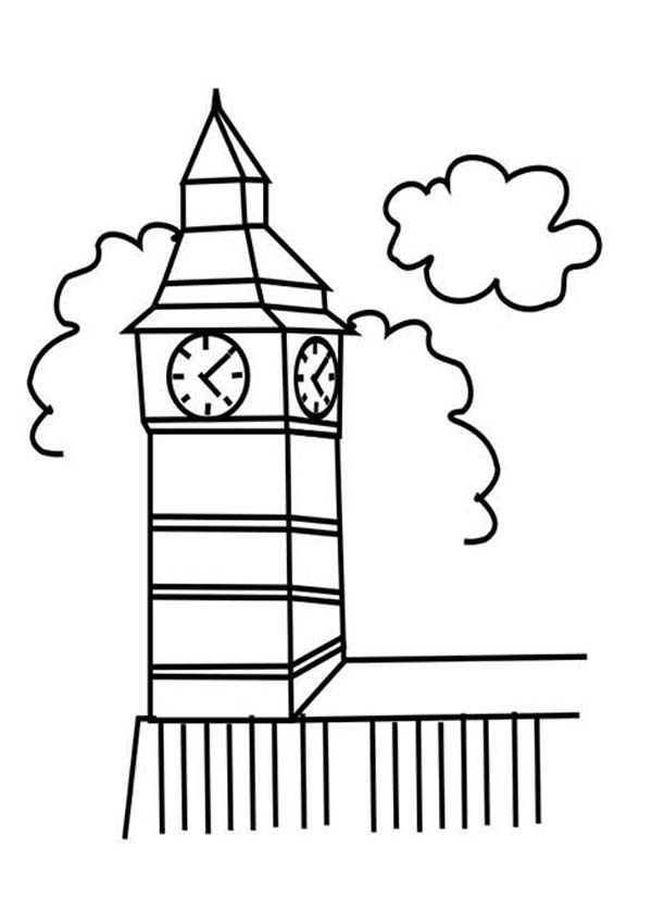 Big ben clock tower in london coloring pages