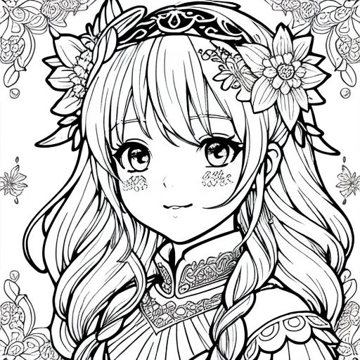 Anime girl coloring page