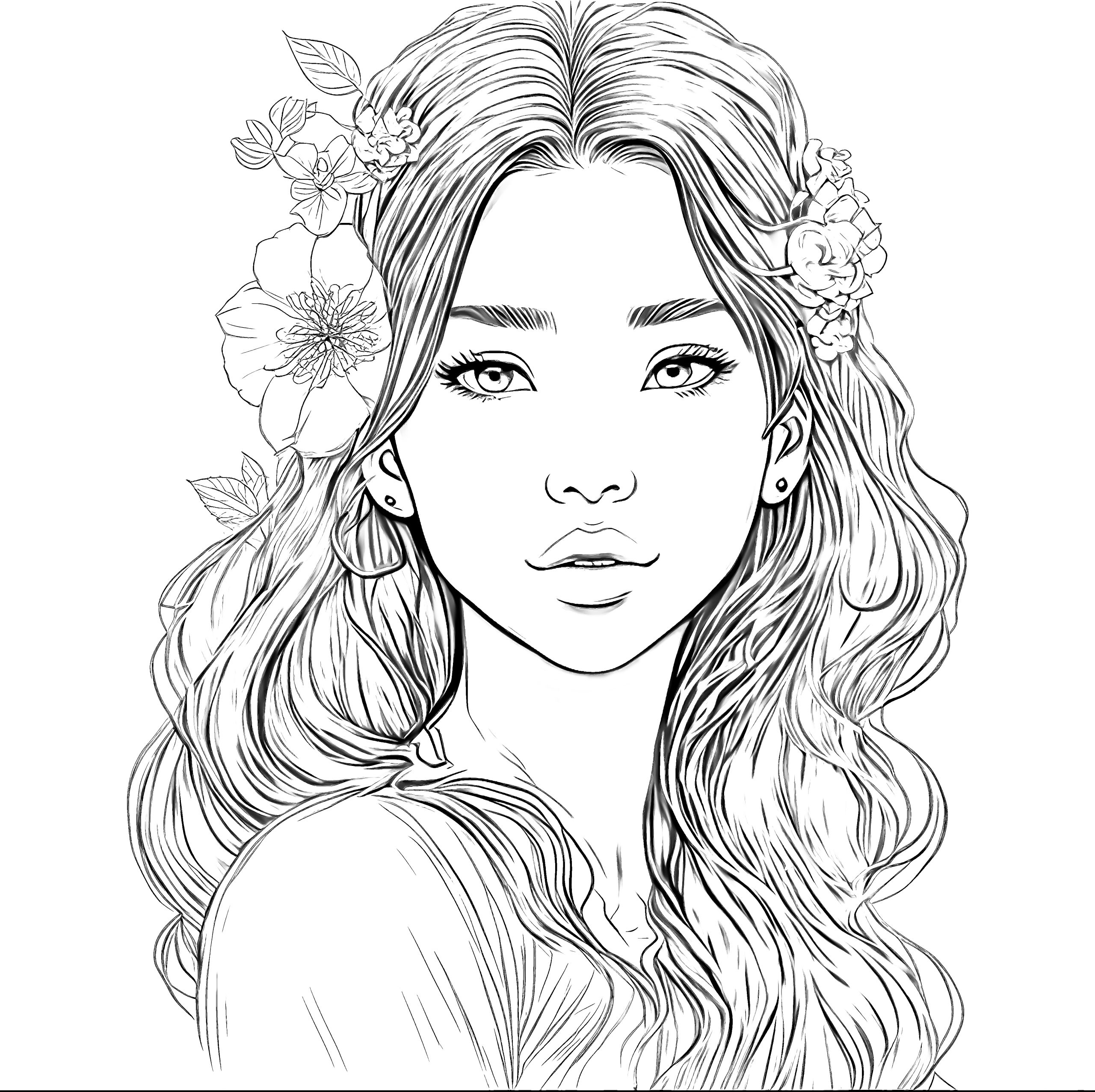 Asian bloom a coloring page for hair and floral lovers ðñðððððº