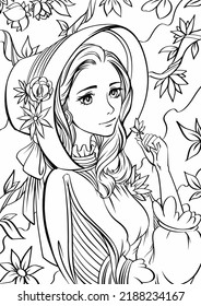 Young beautiful girl long hair coloring page images stock photos d objects vectors