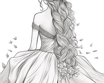 Long hair coloring pages vol long wavy hair printable pages of ai generated illustrations to bring to life