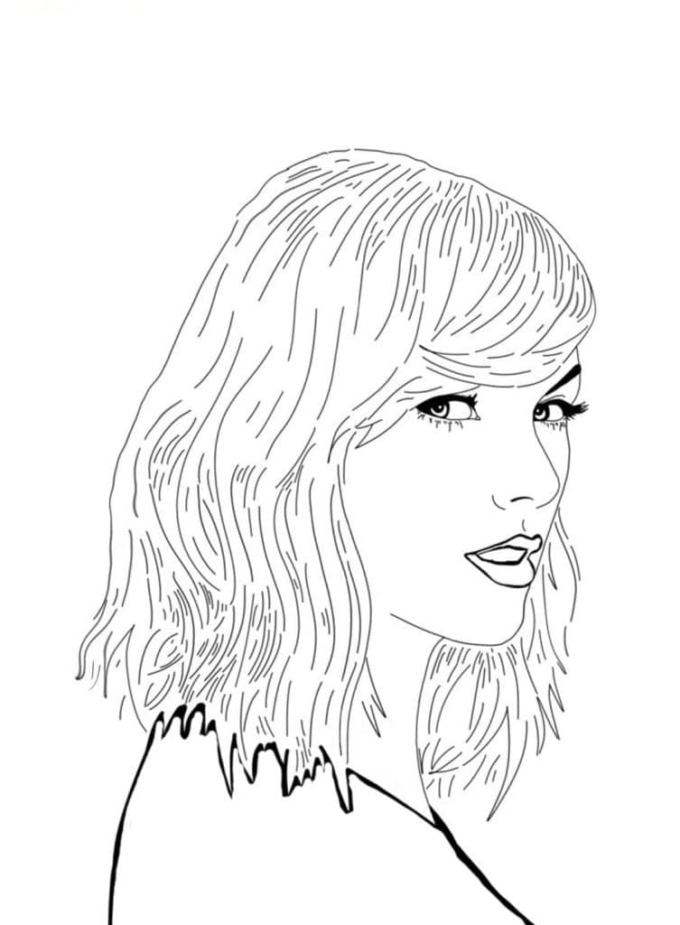 Taylor swift with short hair coloring page