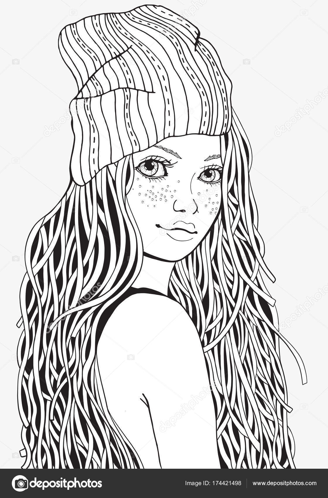 Cute girl coloring book page stock vector by imhopeyandexru