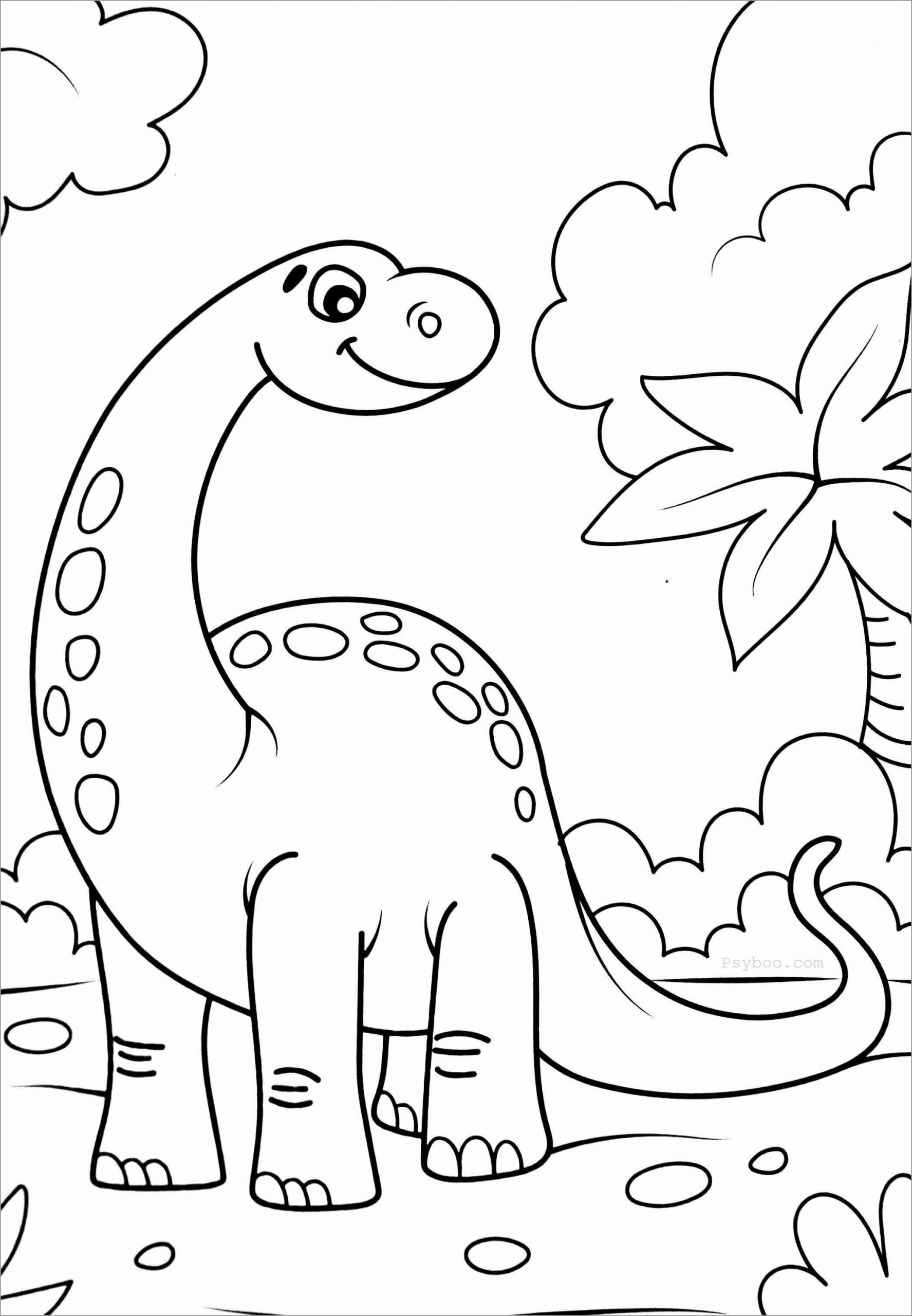 Smiling long neck dinosaur coloring page