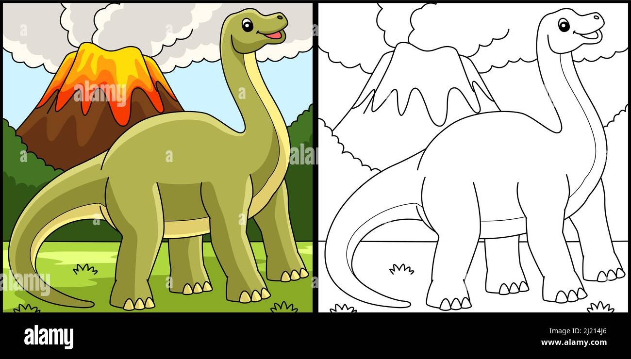 Brontosaurus dinosaur coloring page illustration stock vector image art