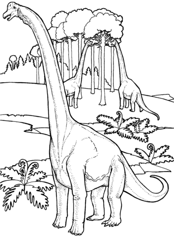 Brachiosauruses near tree coloring page free printable coloring pages