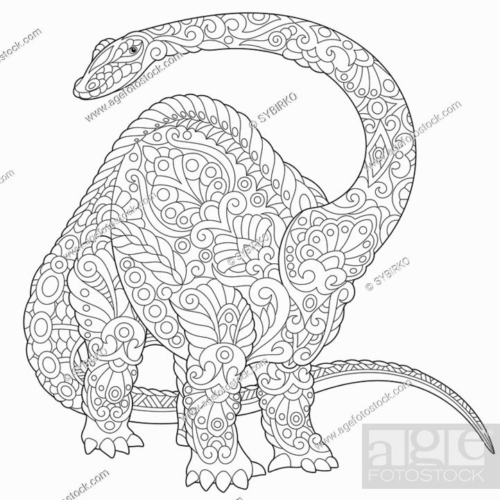 Coloring page of brontosaurus dinosaur brachiosaurus diplodocus of the late jurassic period stock vector vector and low budget royalty free image pic esy