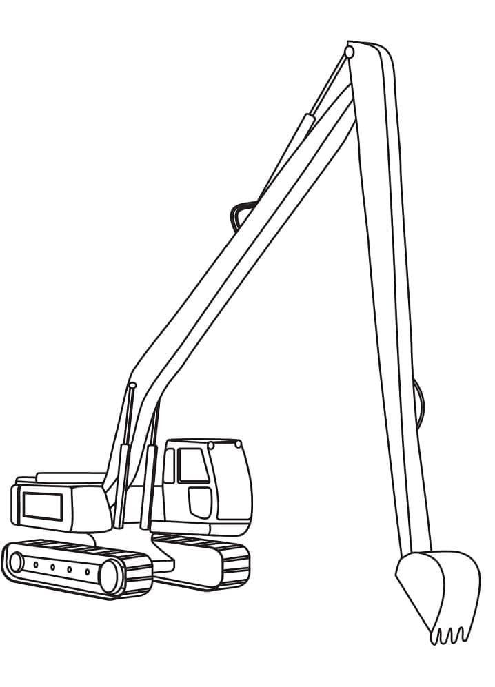 Long reach excavator coloring page