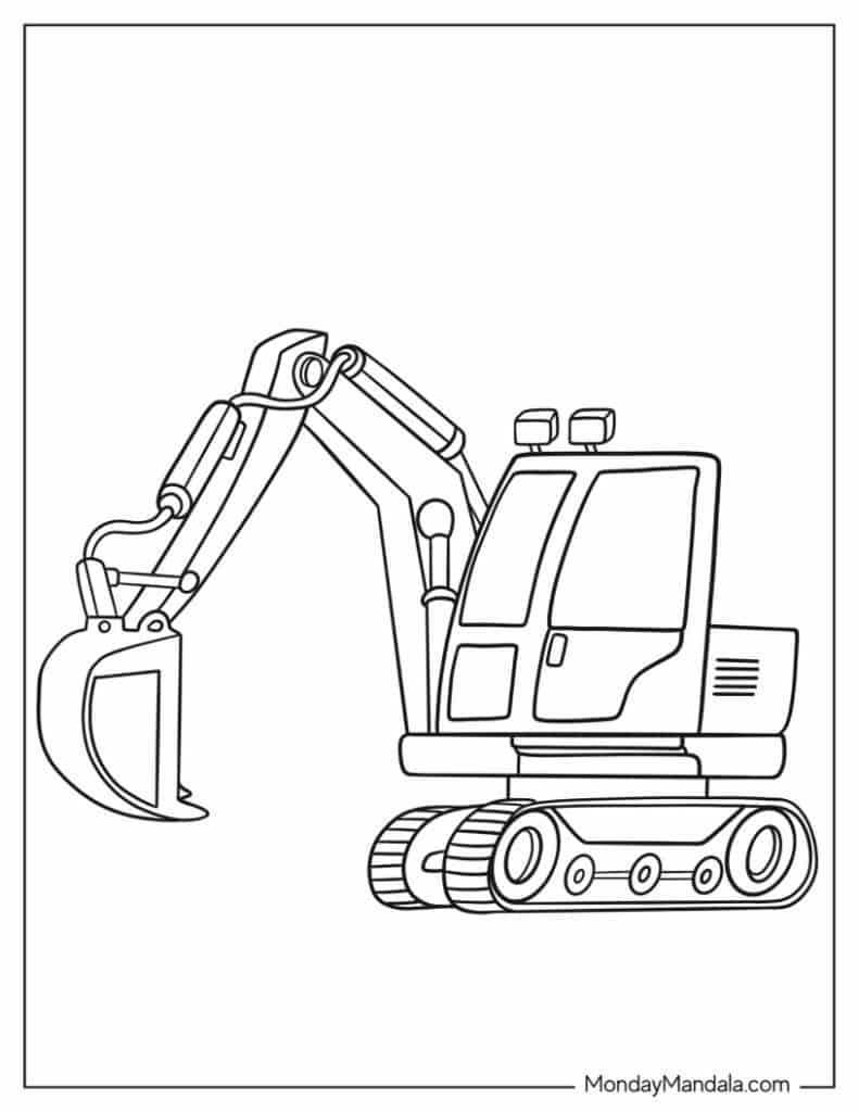 Excavator coloring pages free pdf printables