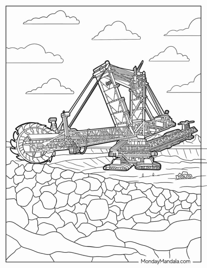 Excavator coloring pages free pdf printables