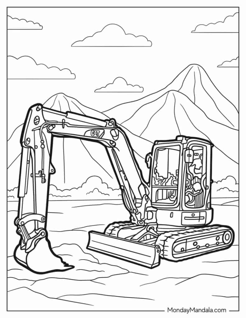 Excavator coloring pages free pdf printables