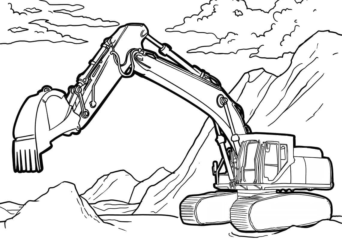 Amazing excavator coloring page