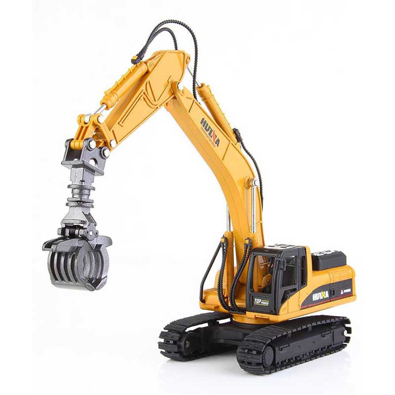 Scale excavator with timber grapple diecast toy