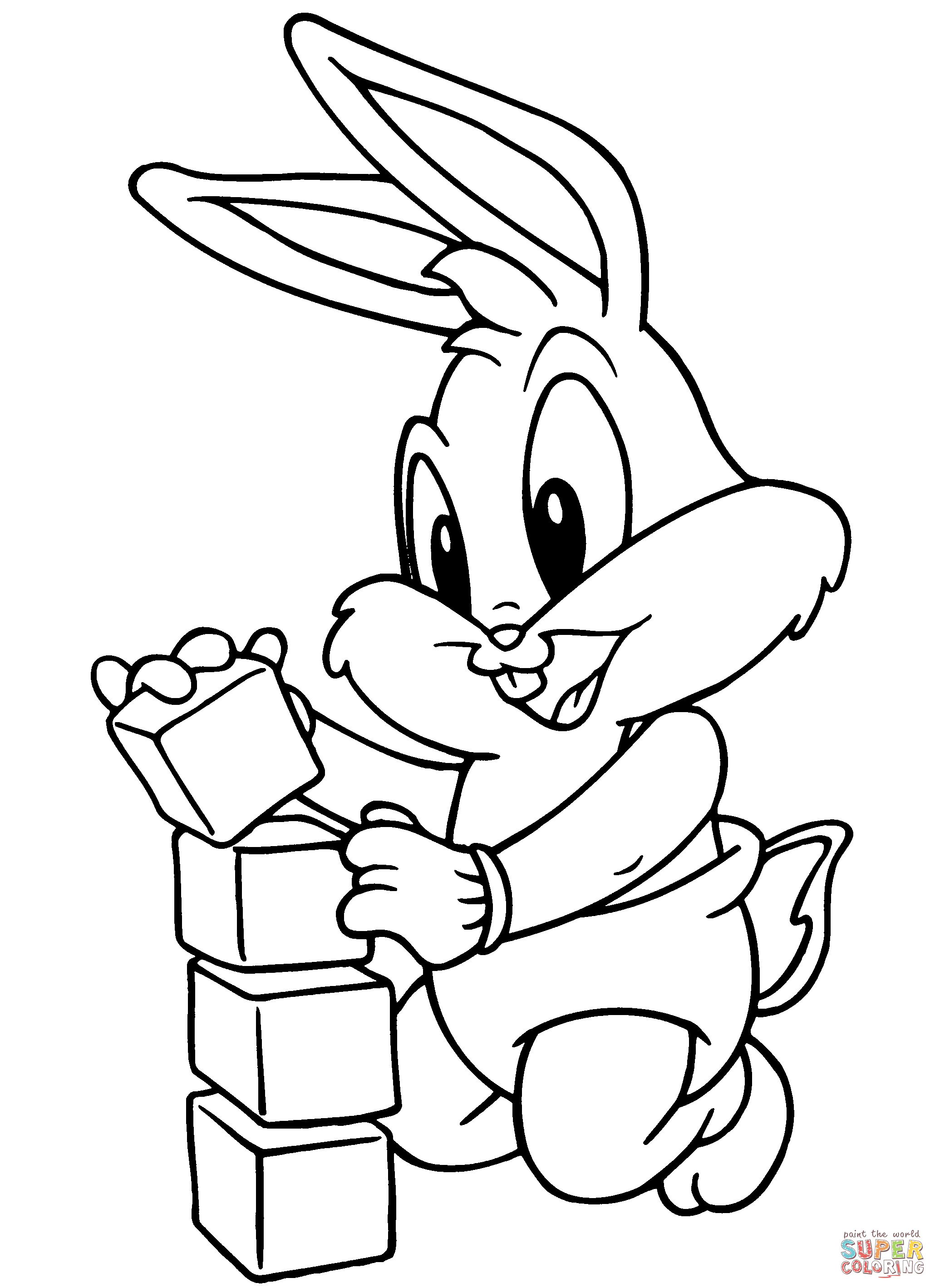 Baby looney tunes bugs bunny coloring page free printable coloring pages