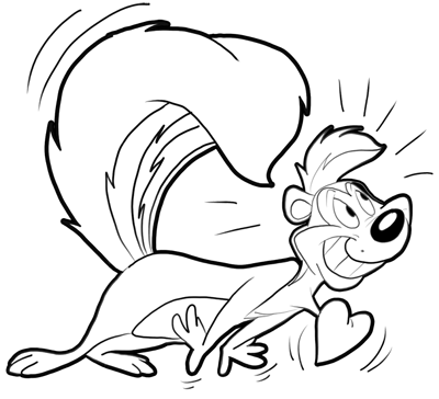 How to draw pepe le pew