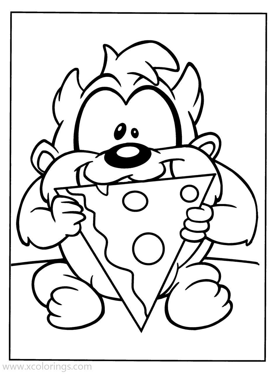 Coloring pages baby looney tunes baby taz with pizza coloring pages