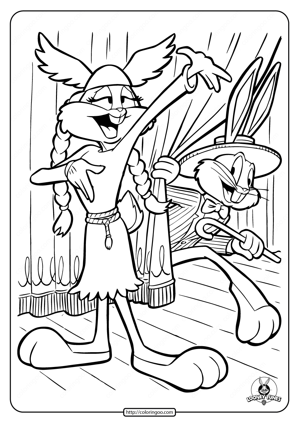 Looney tunes bugs and honey bunny coloring