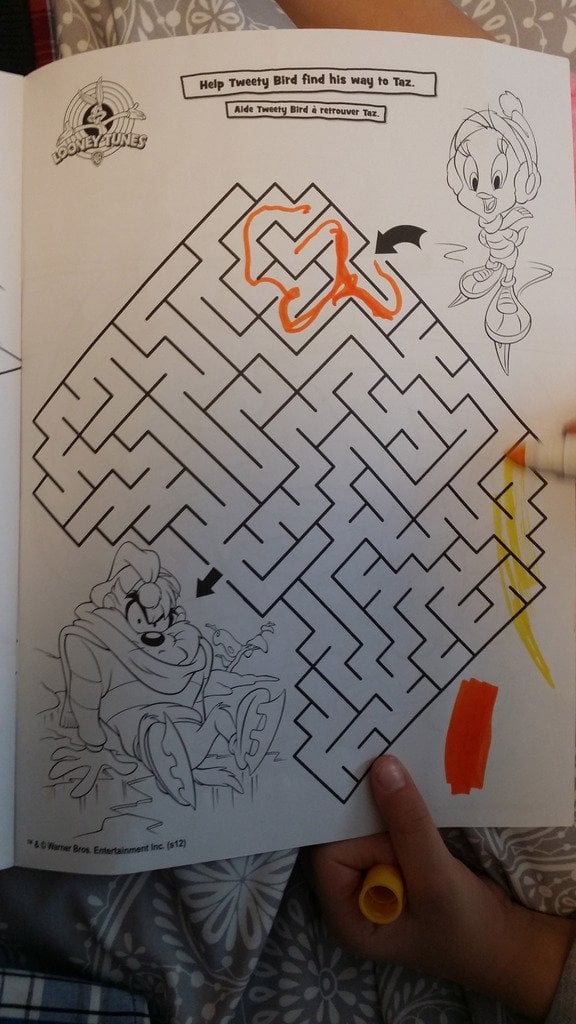 My year old daughters looney tunes coloring book has an unsolvable maze rmildlyinteresting