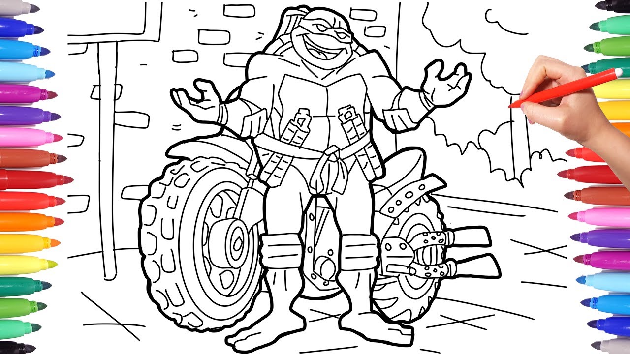 Tnt coloring pages ichelangelo otorbike tnt ichelangelo otorcycle coloring pages