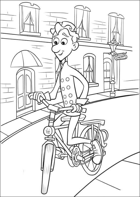 Linguini is riding bike coloring page