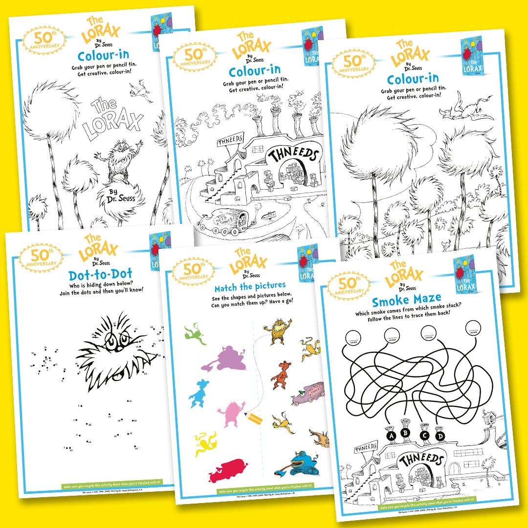 The lorax th anniversary activity sheets