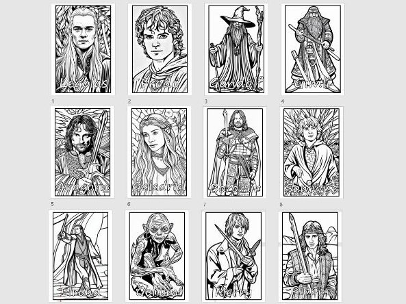 The lord of the rings main character colouring coloring pages sheets mindfulness full a print teaching resources