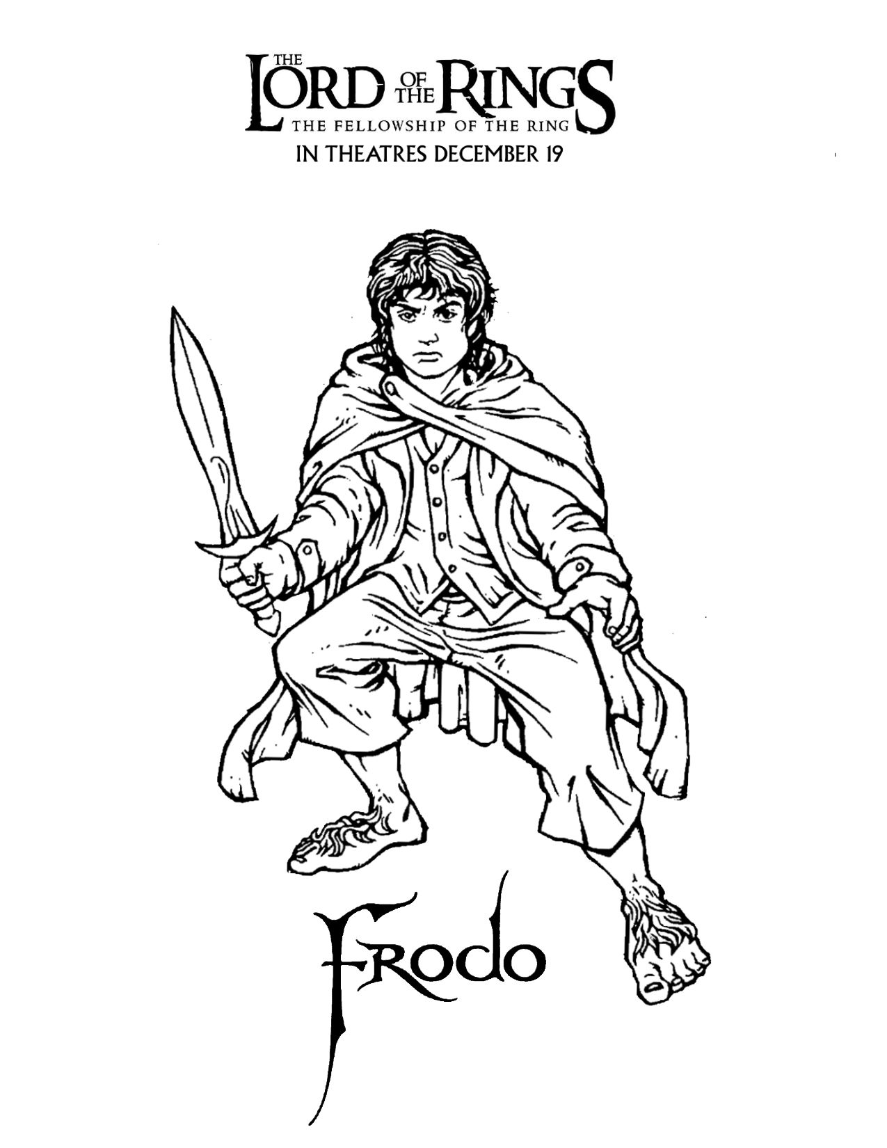 Lotr tfotr frodo coloring page coloring pages elves and fairies pattern art