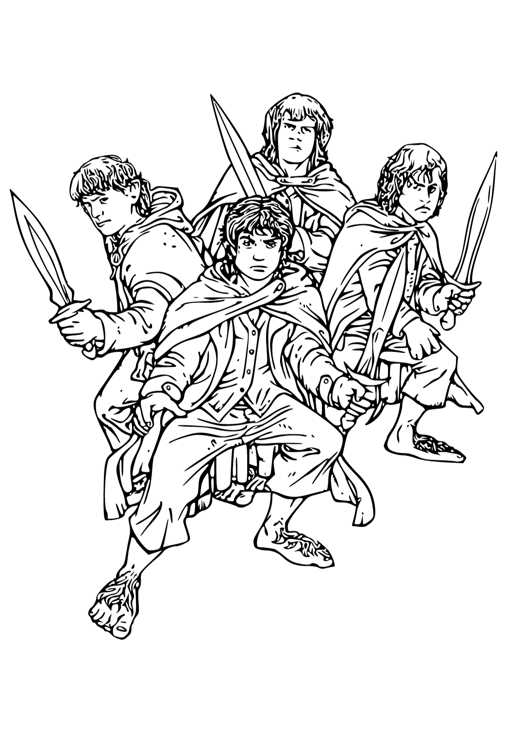 Free printable lord of the rings characters coloring page for adults and kids
