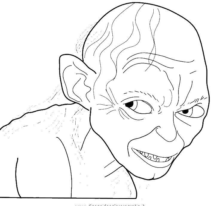 Online coloring pages coloring page gollum the lord of the rings download print coloring page