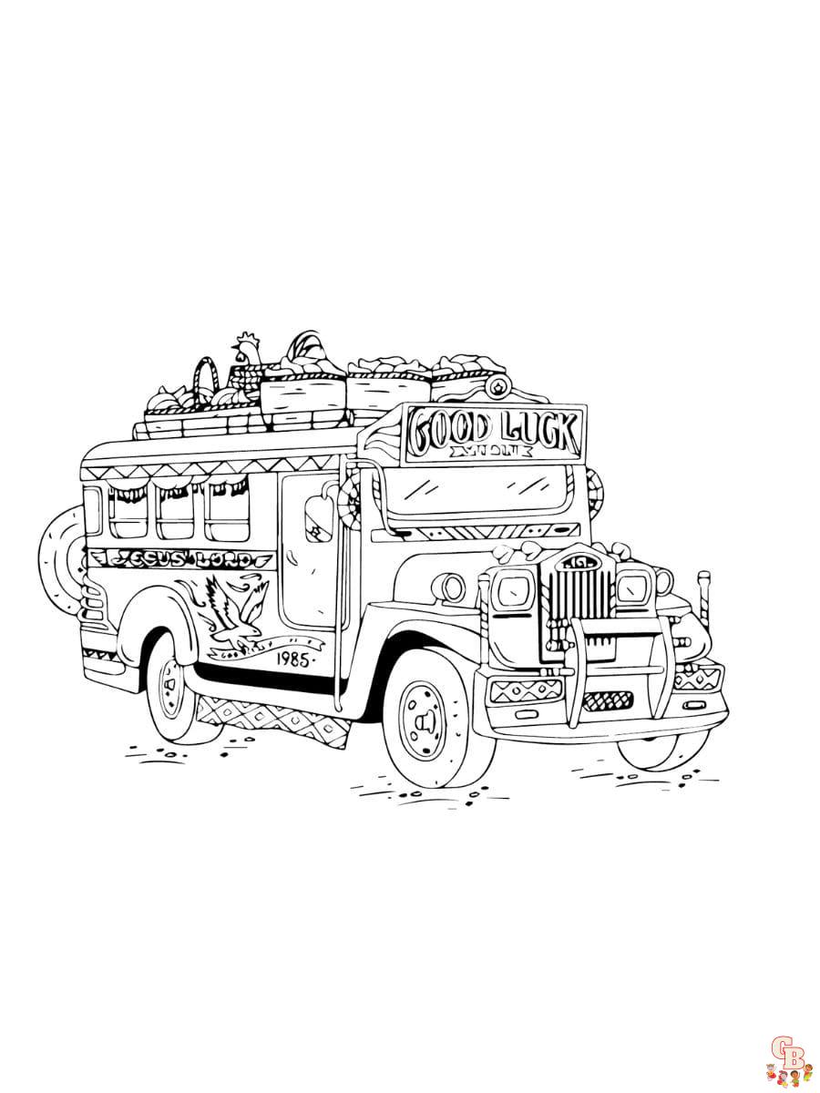 Printable jeepney coloring pages free for kids and adults