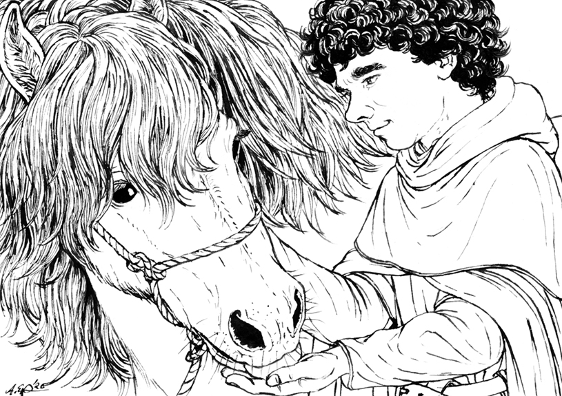 Anke eissmann on x âbill the pony and samwiseâ the first of my horsesoflotr drawings my plan is to draw every horse in the lord of the rings with its ownerfavourite personcaretaker