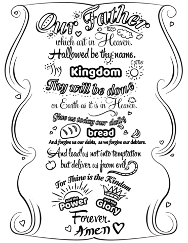 Lords prayer doodle coloring page free printable coloring pages