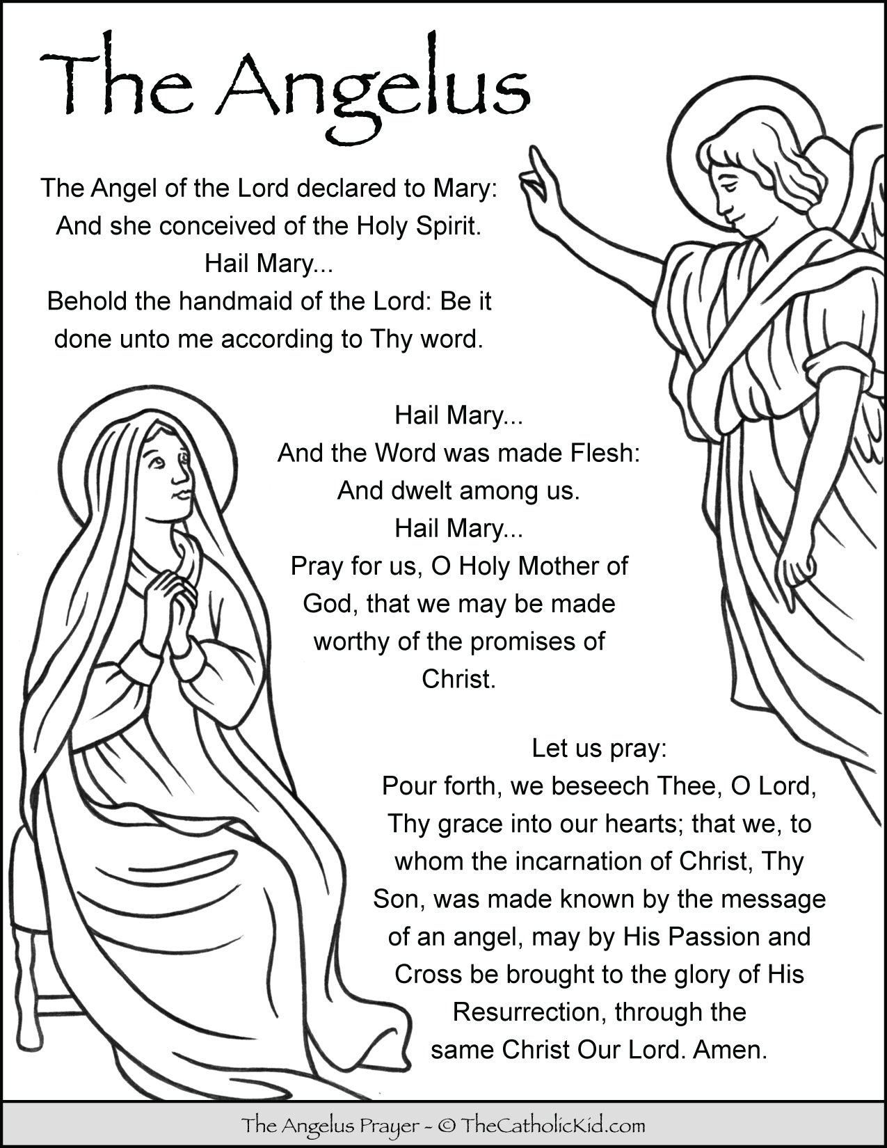 Angelus prayer coloring page